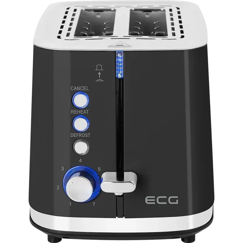 Electronice si Electrocasnice - Electrocasnice bucatarie - Preparare paine - Prajitoare de paine - Prajitor de paine ECG ST 2766 Vintage Nero, 925 W, 2 felii, 7 niveluri de rumenire, negru - Infinity.ro