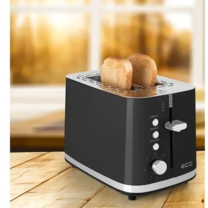 Electronice si Electrocasnice - Electrocasnice bucatarie - Preparare paine - Prajitoare de paine - Prajitor de paine ECG ST 2766 Vintage Nero, 925 W, 2 felii, 7 niveluri de rumenire, negru - Infinity.ro