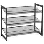 Casa si Gradina - Mobilier - Dulapuri si sifoniere - Dulapuri pantofi - Suport depozitat incaltaminte, Songmics, 3 polite, metal, negru, 74x30.7x62.8 cm - Infinity.ro