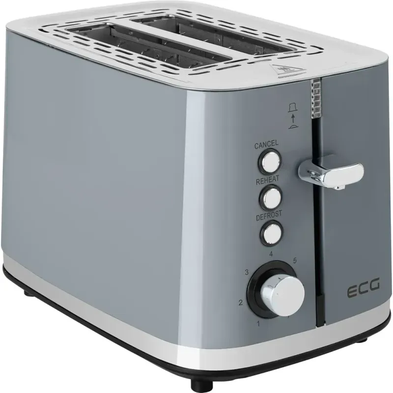 Electronice si Electrocasnice - Electrocasnice bucatarie - Preparare paine - Prajitoare de paine - Prajitor de paine ECG ST 2766 Vintage Scuro, 925 W, 2 felii, 7 niveluri de rumenire, gri - Infinity.ro