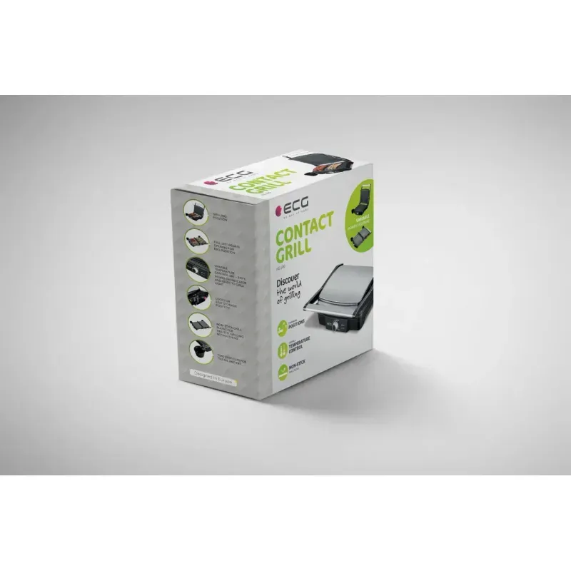 Electronice si Electrocasnice - Electrocasnice bucatarie - Aparate de gatit & desert - Gratare electrice - Grill electric ECG KG 100, 2000 W, 3 tipuri de gatire, deschidere 180º - Infinity.ro