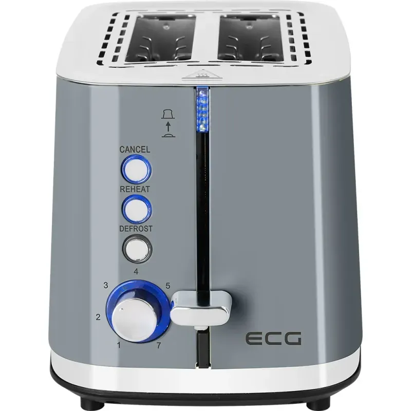 Electronice si Electrocasnice - Electrocasnice bucatarie - Preparare paine - Prajitoare de paine - Prajitor de paine ECG ST 2766 Vintage Scuro, 925 W, 2 felii, 7 niveluri de rumenire, gri - Infinity.ro