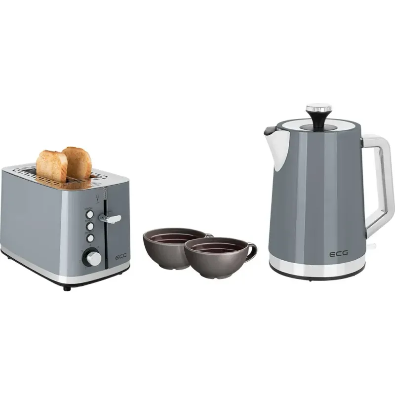 Electronice si Electrocasnice - Electrocasnice bucatarie - Preparare paine - Prajitoare de paine - Prajitor de paine ECG ST 2766 Vintage Scuro, 925 W, 2 felii, 7 niveluri de rumenire, gri - Infinity.ro