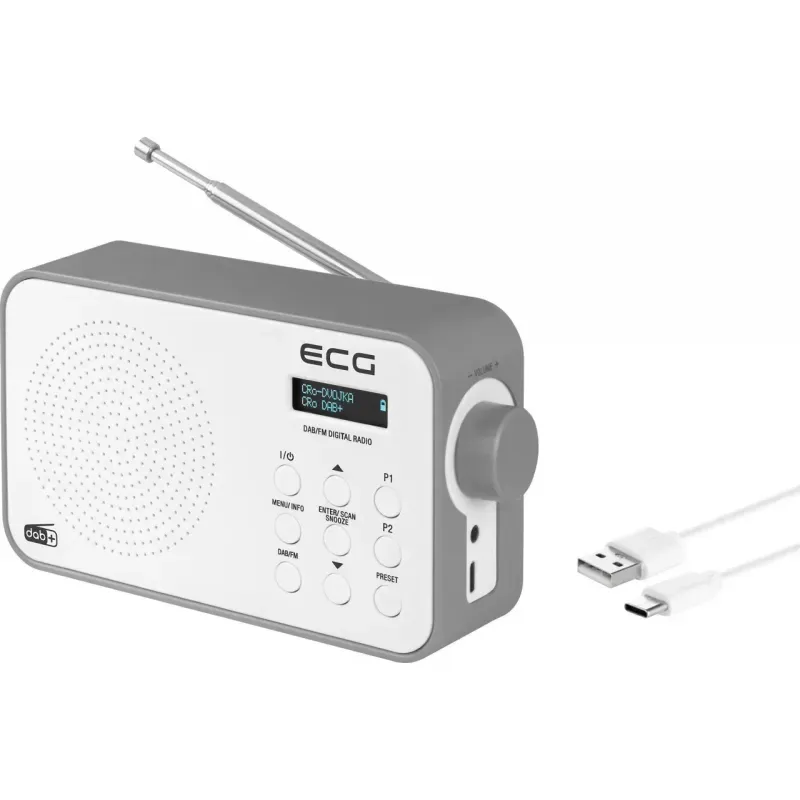 TV, Audio-Video si Foto - Portabile audio - Radio - Radio portabil ECG RD 110 DAB cu tuner DAB+ si FM, alb, 1,2 W, memorie 30 de posturi - Infinity.ro