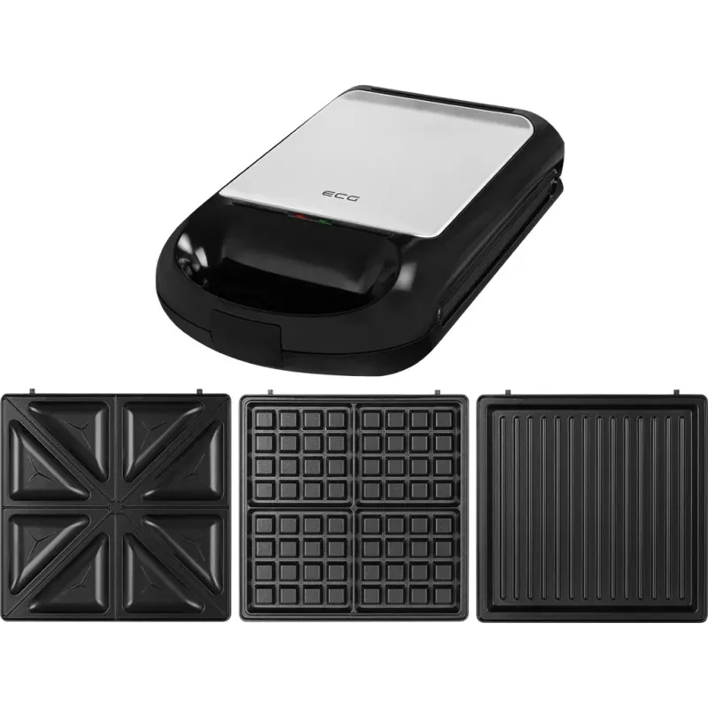 Electronice si Electrocasnice - Electrocasnice bucatarie - Preparare paine - Sandwich-maker - Sandwich maker grill ECG S 4310, 1200 W, 3 tipuri de placi interschimbabile 23 x 23 cm, unghi deschidere 105° - Infinity.ro