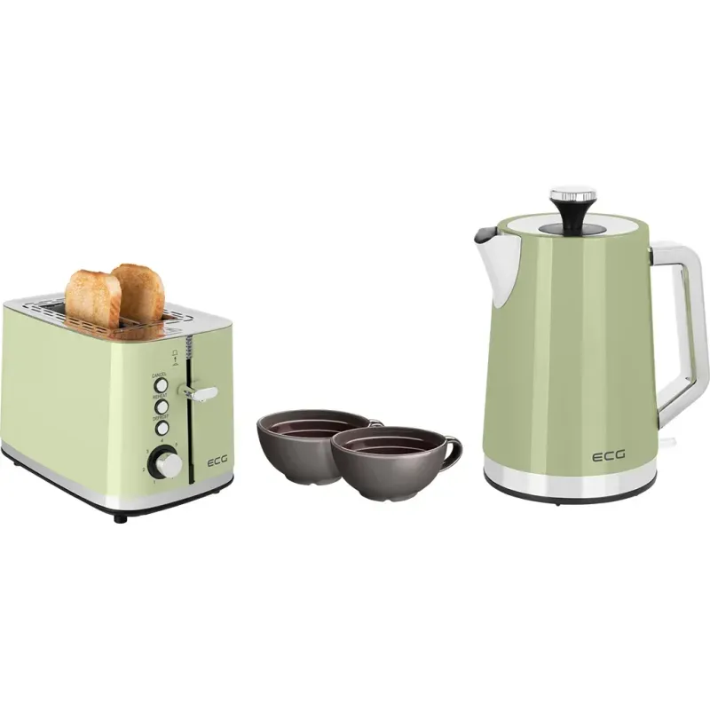 Electronice si Electrocasnice - Electrocasnice bucatarie - Preparare paine - Prajitoare de paine - Prajitor de paine ECG ST 2766 Vintage Olive, 925 W, 2 felii, 7 niveluri de rumenire, verde olive - Infinity.ro