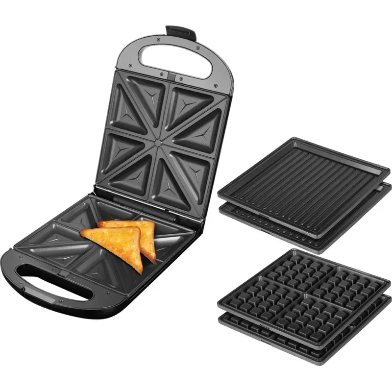Electronice si Electrocasnice - Electrocasnice bucatarie - Preparare paine - Sandwich-maker - Sandwich maker grill ECG S 4310, 1200 W, 3 tipuri de placi interschimbabile 23 x 23 cm, unghi deschidere 105° - Infinity.ro