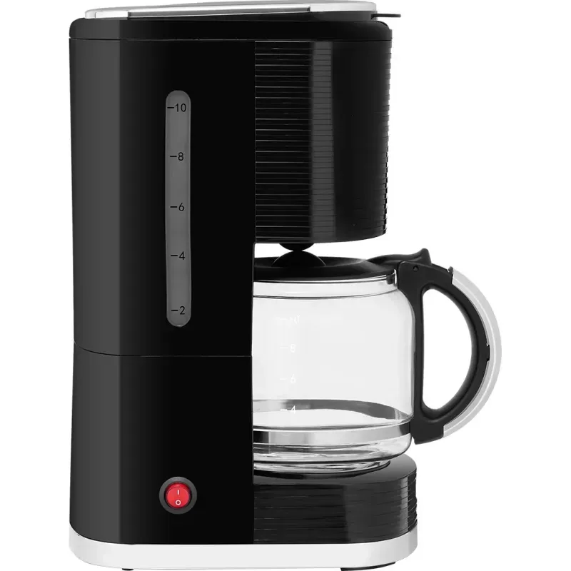 Electronice si Electrocasnice - Electrocasnice bucatarie - Preparare bauturi - Cafetiere - Cafetiera ECG KP 2150 Stripe, 980 W, 1.5 litri, preparare pana la 10 cesti de cafea odata, sistem drip-stop, negru - Infinity.ro