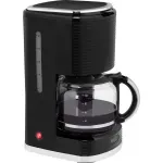 Electronice si Electrocasnice - Electrocasnice bucatarie - Preparare bauturi - Cafetiere - Cafetiera ECG KP 2150 Stripe, 980 W, 1.5 litri, preparare pana la 10 cesti de cafea odata, sistem drip-stop, negru - Infinity.ro
