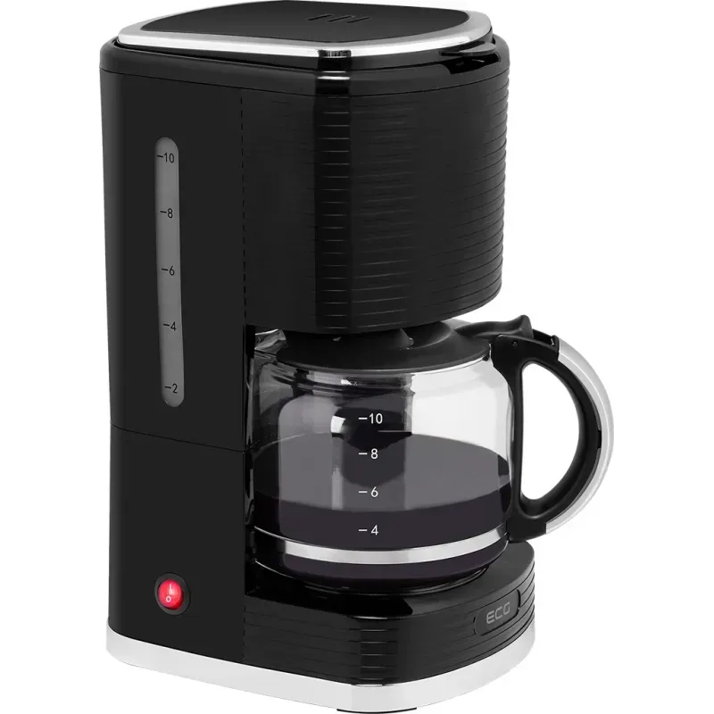 Electronice si Electrocasnice - Electrocasnice bucatarie - Preparare bauturi - Cafetiere - Cafetiera ECG KP 2150 Stripe, 980 W, 1.5 litri, preparare pana la 10 cesti de cafea odata, sistem drip-stop, negru - Infinity.ro