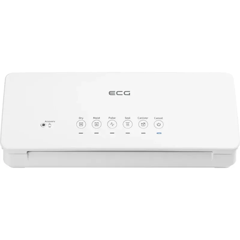 Electronice si Electrocasnice - Electrocasnice bucatarie - Mixere, tocatoare & roboti de bucatarie - Aparate de vidat - Aparat de vidat alimente ECG VacuFresh, 100 W, 30 cm, putere compresor 7-9 l/min, 5 pungi incluse - Infinity.ro