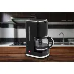 Electronice si Electrocasnice - Electrocasnice bucatarie - Preparare bauturi - Cafetiere - Cafetiera ECG KP 2150 Stripe, 980 W, 1.5 litri, preparare pana la 10 cesti de cafea odata, sistem drip-stop, negru - Infinity.ro