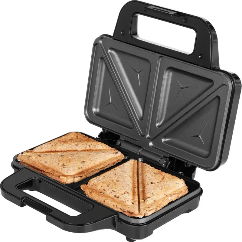 Electronice si Electrocasnice - Electrocasnice bucatarie - Preparare paine - Sandwich-maker - Sandwich maker ECG S 2120 Grande, 900 W, 4 sandvisuri triunghiulare, design din otel inoxidabil si plastic - Infinity.ro