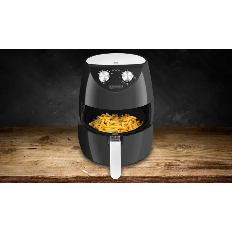 Electronice si Electrocasnice - Electrocasnice bucatarie - Aparate de gatit & desert - Friteuze - Friteuza cu aer cald ECG AF 3500, 3.5 L, 1500 W, control temperatura 80-200°C - Infinity.ro