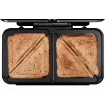 Electronice si Electrocasnice - Electrocasnice bucatarie - Preparare paine - Sandwich-maker - Sandwich maker ECG S 2120 Grande, 900 W, 4 sandvisuri triunghiulare, design din otel inoxidabil si plastic - Infinity.ro