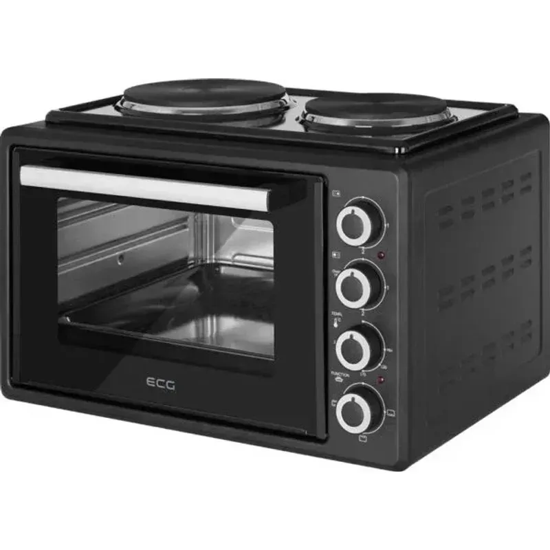 Electronice si Electrocasnice - Aragazuri, cuptoare si hote - Cuptoare - Cuptoare electrice - Cuptor electric ECG ETH 3501B, 35 litri, 1400 W, 2 plite, iluminare interioara, 90-250°C, negru - Infinity.ro