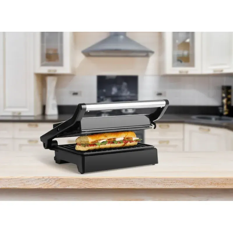 Electronice si Electrocasnice - Electrocasnice bucatarie - Preparare paine - Sandwich-maker - Sandwich maker si grill ECG S 3070 Panini Power, 1500 W, deschidere 180°, placi nonaderente - Infinity.ro