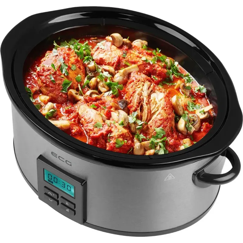 Casa si Gradina - Bucatarie si vesela - Vase pentru gatit - Oale si cratite - Oala electrica Slow cooker ECG PH 5510 Rider, 5.5 litri, 240 W, vas ceramic, timer, afisaj LED - Infinity.ro