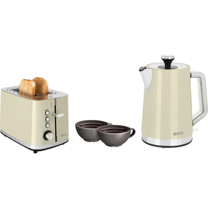 Electronice si Electrocasnice - Electrocasnice bucatarie - Preparare paine - Prajitoare de paine - Prajitor de paine ECG ST 2766 Vintage Vanilla, 925 W, 2 felii, 7 niveluri de rumenire, crem - Infinity.ro