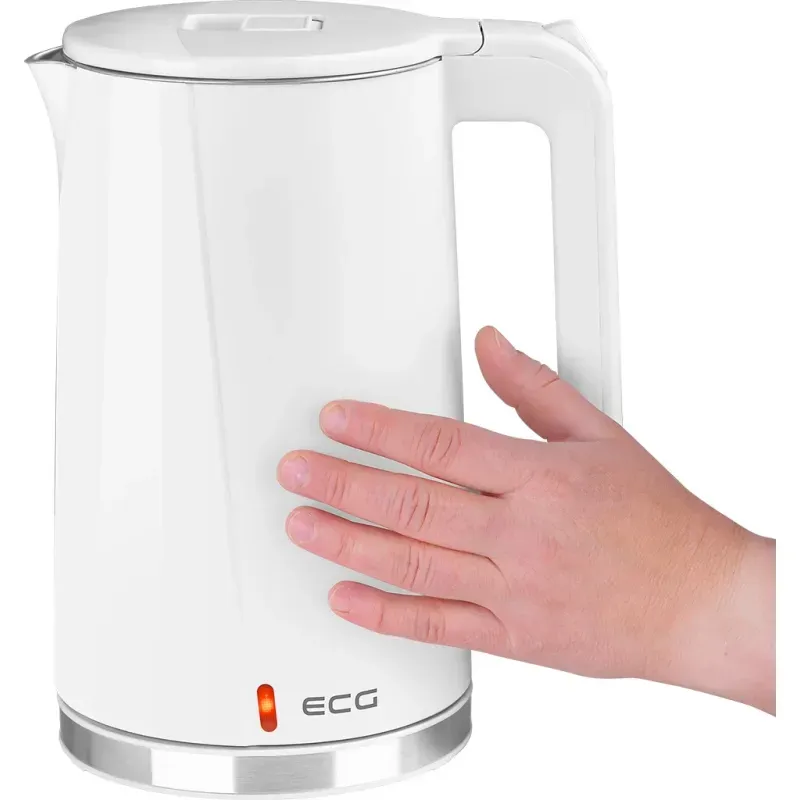 Electronice si Electrocasnice - Electrocasnice bucatarie - Preparare bauturi - Fierbatoare de apa - Fierbator electric ECG RK 1702 Safe to Touch White, 1.7 litri, 2200 W, interior din otel inoxidabil, pereti dubli, alb - Infinity.ro