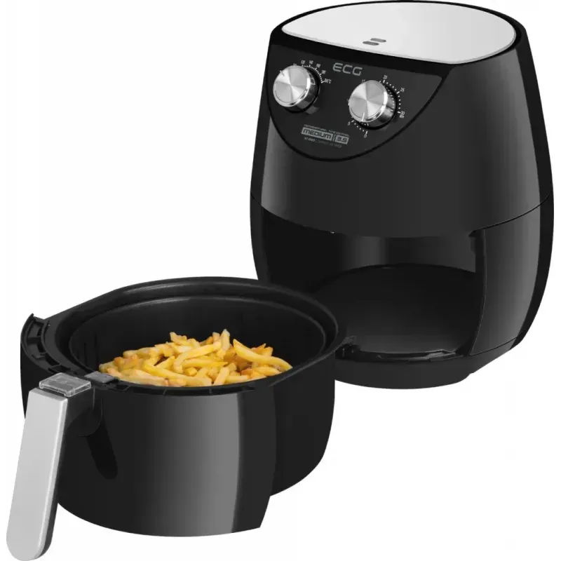 Electronice si Electrocasnice - Electrocasnice bucatarie - Aparate de gatit & desert - Friteuze - Friteuza cu aer cald ECG AF 3500, 3.5 L, 1500 W, control temperatura 80-200°C - Infinity.ro