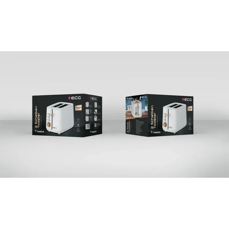 Electronice si Electrocasnice - Electrocasnice bucatarie - Preparare paine - Prajitoare de paine - Prajitor de paine ECG ST 2768 Timber White, 925 W, 2 felii, 7 trepte, otel inoxidabil, elemente din lemn, alb - Infinity.ro