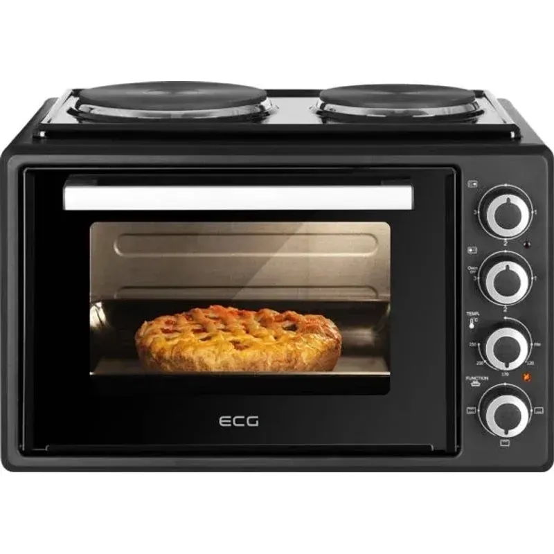 Electronice si Electrocasnice - Aragazuri, cuptoare si hote - Cuptoare - Cuptoare electrice - Cuptor electric ECG ETH 3501B, 35 litri, 1400 W, 2 plite, iluminare interioara, 90-250°C, negru - Infinity.ro
