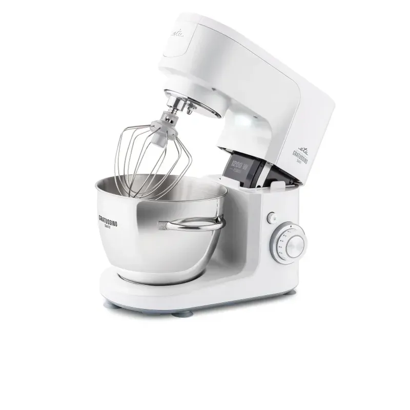 Electronice si Electrocasnice - Electrocasnice bucatarie - Mixere, tocatoare & roboti de bucatarie - Roboti de bucatarie - Robot de bucatarie ETA Gratussino III Smart 3023 90000, 1200 W, 4.5 litri, roti dintate metalice, gri/alb - Infinity.ro