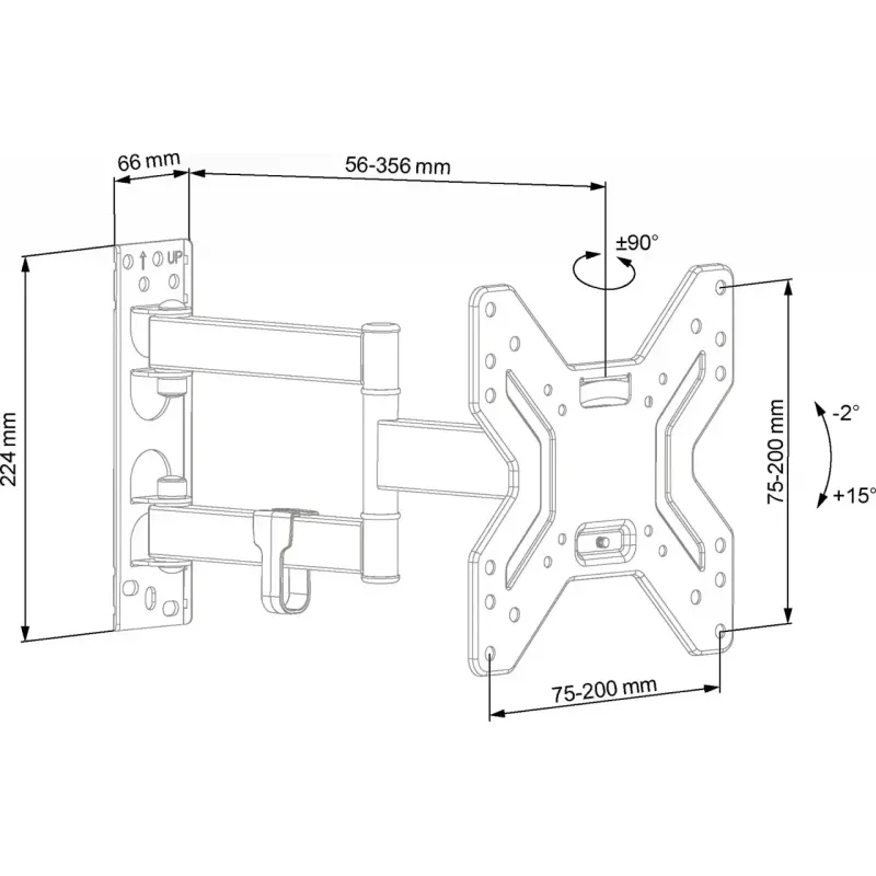 TV, Audio-Video si Foto - Accesorii TV si audio - Suporturi TV - Suport TV de perete ECG LD 174201, 17"- 42" (43 - 106 cm), rotire 90° si inclinare 2°-15°, 25 kg, VESA - Infinity.ro
