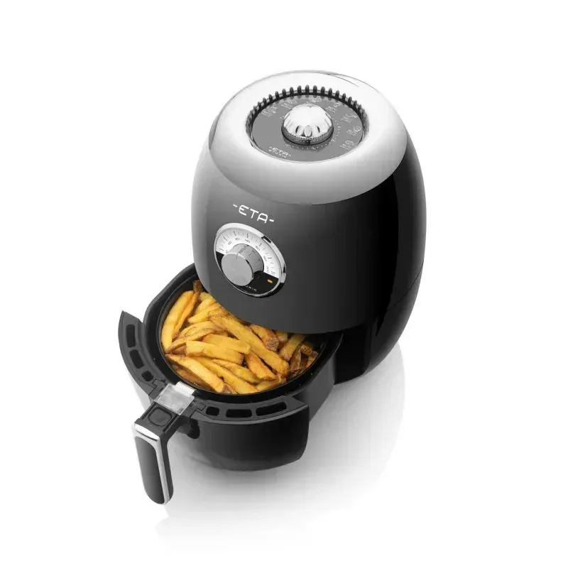 Electronice si Electrocasnice - Electrocasnice bucatarie - Aparate de gatit & desert - Friteuze - Friteuza cu aer fierbinte ETA Storio 6172 90020, 1350 W, 3 litri, 80-200 ° C, design retro, negru - Infinity.ro