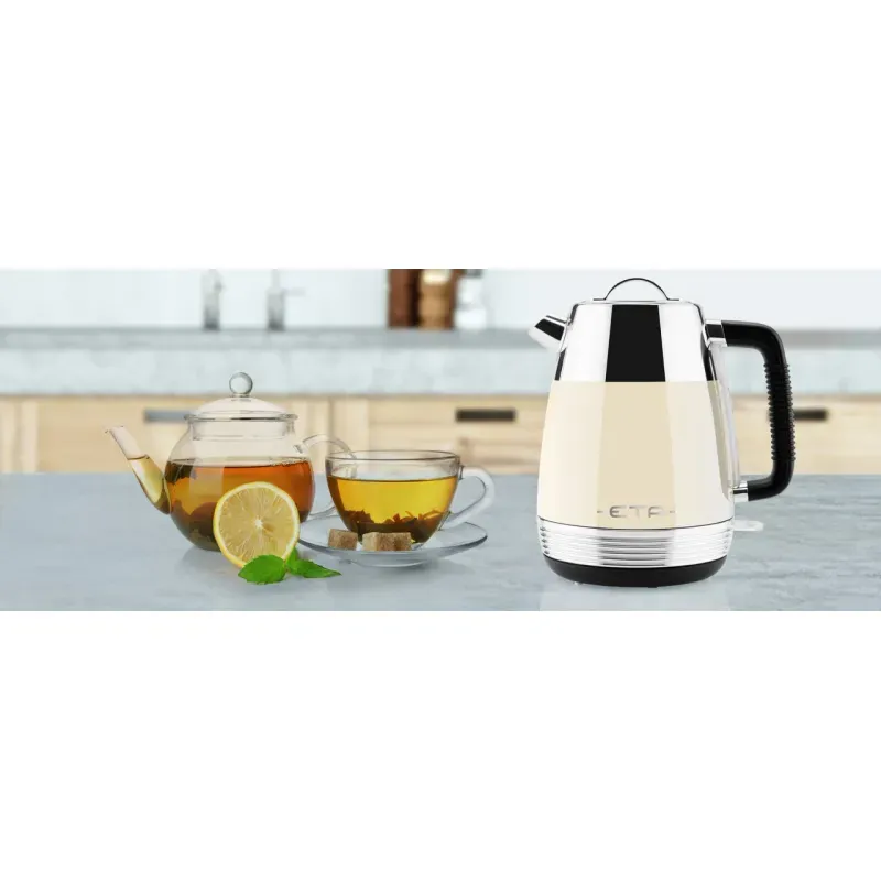 Casa si Gradina - Bucatarie si vesela - Vase pentru gatit - Ibrice - Cana electrica fierbator ETA Storio 918640, 2150 W, 1.7 L, otel inoxidabil, design retro, bej - Infinity.ro