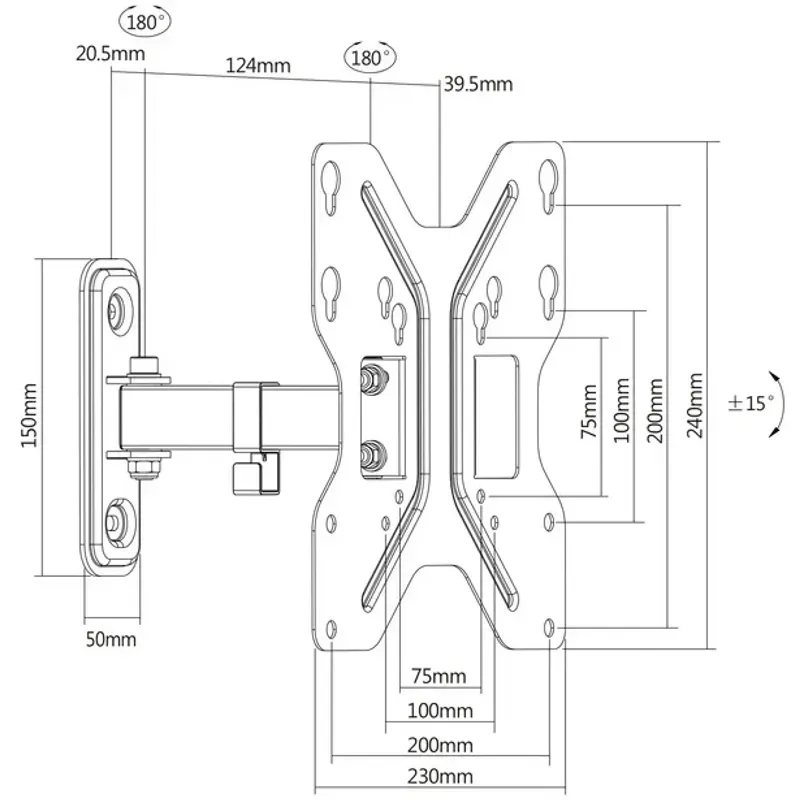 TV, Audio-Video si Foto - Accesorii TV si audio - Suporturi TV - Suport TV GoGEN M reglabil, diagonala 23" la 42" (60-107 cm), 30 Kg, VESA, rotire si inclinare, negru - Infinity.ro