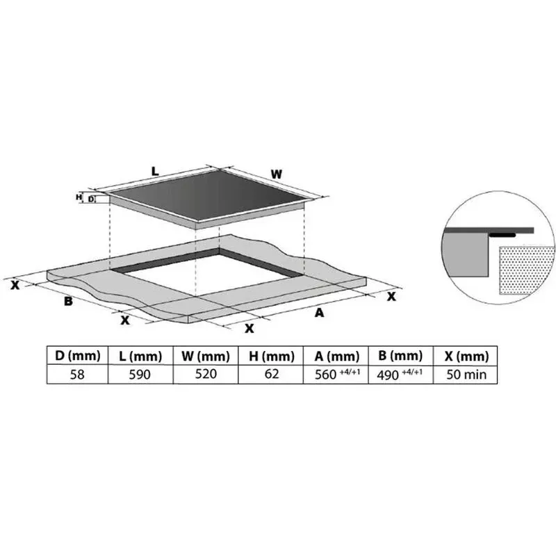 Electronice si Electrocasnice - Aragazuri, cuptoare si hote - Plite incorporabile - Plite electrice - Plita cu inductie incorporabila ETA 579290000, 4 zone de gatit, 1 zona flexi, 7.4Kw, Touch control, 60cm, negru - Infinity.ro