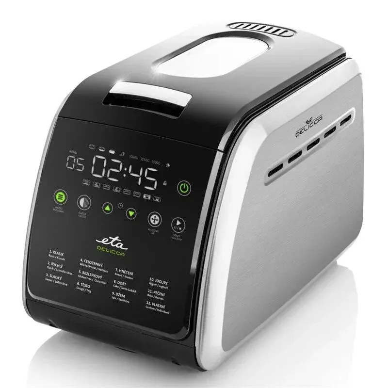 Electronice si Electrocasnice - Electrocasnice bucatarie - Preparare paine - Masini de paine - Masina de facut paine ETA Delicca II 7149, 850W, 12 programe, capacitate 1,5 kg, otel inoxidabil - Infinity.ro