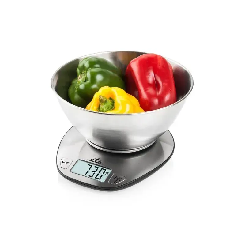 Electronice si Electrocasnice - Electrocasnice bucatarie - Mixere, tocatoare & roboti de bucatarie - Cantare de bucatarie - Cantar de bucatarie ETA DORI 6778, 5 Kg, precizie 1g, TARA, otel inoxidabil - Infinity.ro