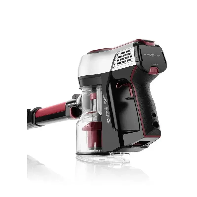 Electronice si Electrocasnice - Ingrijirea locuintei - Aspiratoare - Aspirator vertical 2 in 1 fara fir ETA Elastic 2231, Li-ion 21.6 V, 0.45 l, tub flexibil, negru cu rosu - Infinity.ro