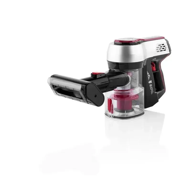 Electronice si Electrocasnice - Ingrijirea locuintei - Aspiratoare - Aspirator vertical 2 in 1 fara fir ETA Elastic 2231, Li-ion 21.6 V, 0.45 l, tub flexibil, negru cu rosu - Infinity.ro