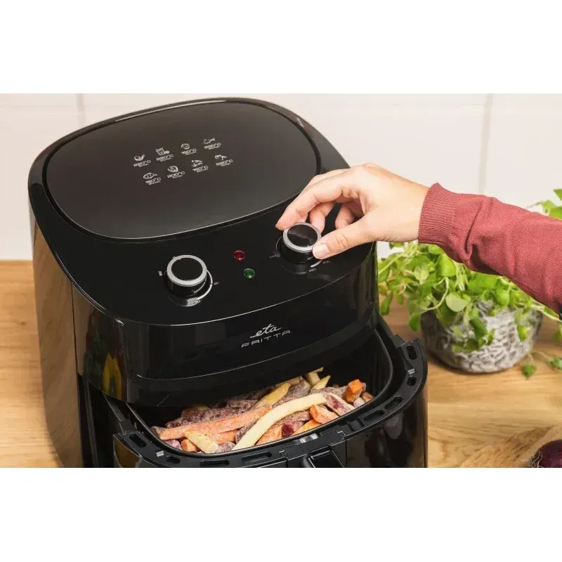 Electronice si Electrocasnice - Electrocasnice bucatarie - Aparate de gatit & desert - Friteuze - Friteuza cu aer cald ETA Fritta 2168 90000, 7.2 litri, 1800 W, 160-220 °C, 8 programe, negru - Infinity.ro