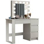 Casa si Gradina - Mobilier - Comode si corpuri - Masute de toaleta - Masa de toaleta/machiaj, alb, cu oglinda si LED-uri, Irma, 100x43x141 cm - Infinity.ro