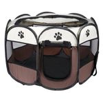 Petshop - Accesorii petshop - Culcusuri si custi - Custi interior si exterior - Tarc pentru animale de companie, Artool, textil, pliabil, acoperis detasabil, maro si bej, 91x91x58 cm - Infinity.ro
