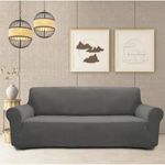 Casa si Gradina - Textile si covoare - Huse pentru mobilier - Husa universala pentru canapea standard cu 3 locuri, imitatie catifea, culoare GRI - Infinity.ro
