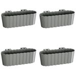 Casa si Gradina - Gradinarit si plante - Plante si ghivece - Accesorii ghivece si jardiniere - Set 4 jardiniere decorative cu suport de plastic, gri, 4.9 L, 38.3x21.2x13 cm, Boardee Hook - Infinity.ro