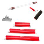 Casa si Gradina - Constructii - Vopsea si tencuieli - Unelte de vopsit si tencuit - Set 3 gletiere profesionale, inox, 40, 60, 80 cm, suport, maner prelungitor 0.8-1.4 m, rola gletuit, Strend Pro - Infinity.ro