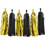 Casa si Gradina - Decoratiuni - Decoratiuni petrecere - Bannere si ghirlande decorative - Ghirlanda franjuri pentru decorat auriu si negru 12 buc 30 cm - Infinity.ro