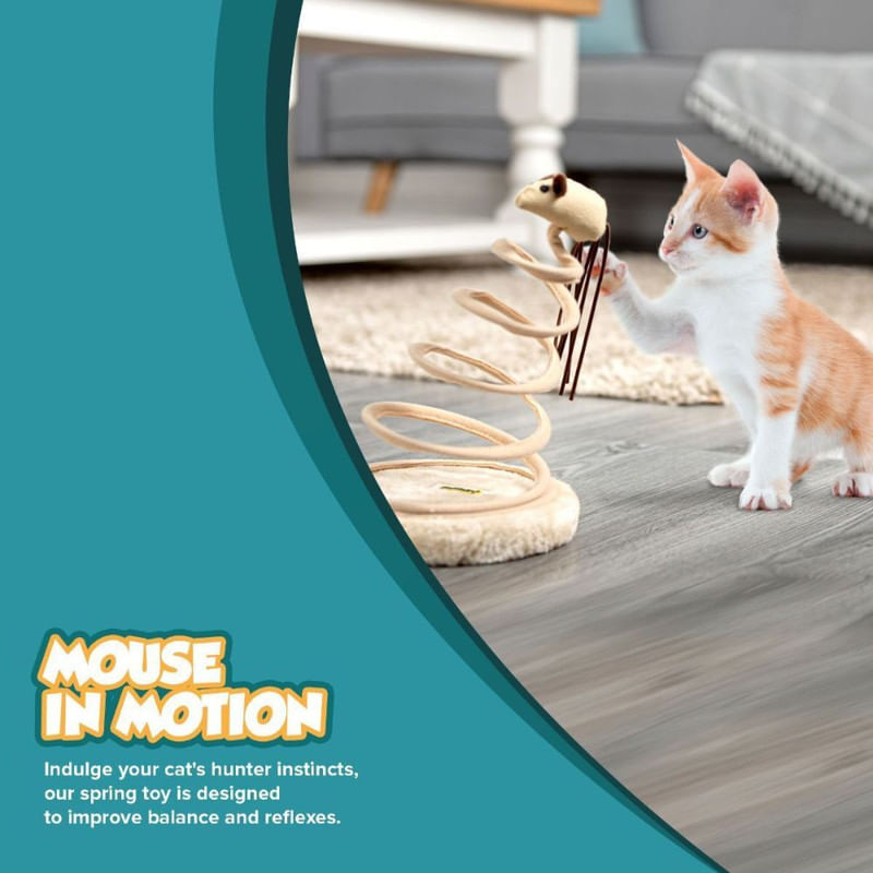 Petshop - Accesorii petshop - Jucarii animale - Jucarii interactive - Jucarie interactiva pentru pisicute, Ascutitor ghiare, Model Soricel cu coada lunga, 15 x 23 cm, Bej - Infinity.ro