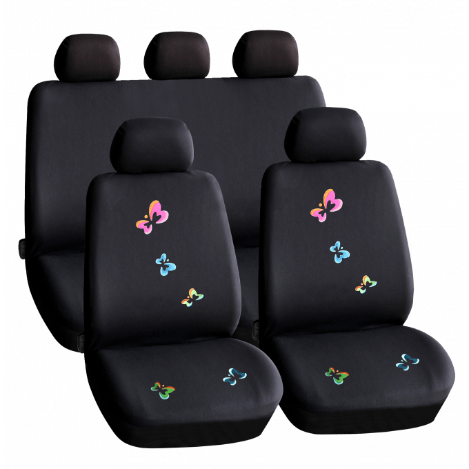 Set huse scaun auto ieftine, Universale 9 piese, model BUTTERFLY