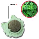 Petshop - Accesorii petshop - Jucarii animale - Jucarii interactive animale - Jucarie interactiva pentru pisicute cu minge rotativa 360° din iarba Catnip pentru curatarea dintilor, 5.5 cm, Verde - Infinity.ro