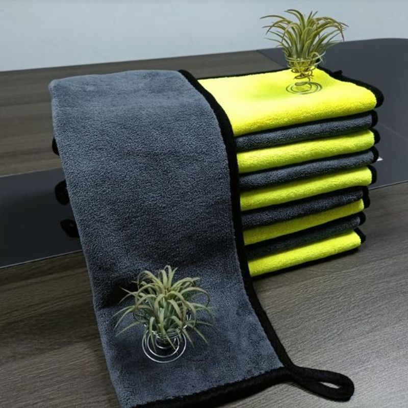 Market - Curatenie si intretinere casa - Produse bucatarie - Lavete si bureti - Set 2 Lavete Profesionale Mercaton din Microfibra, Ultra-Absorbante, Soft Fleece, 800 GSM/m2, Gri cu Galben, 30 x 60 cm - Infinity.ro