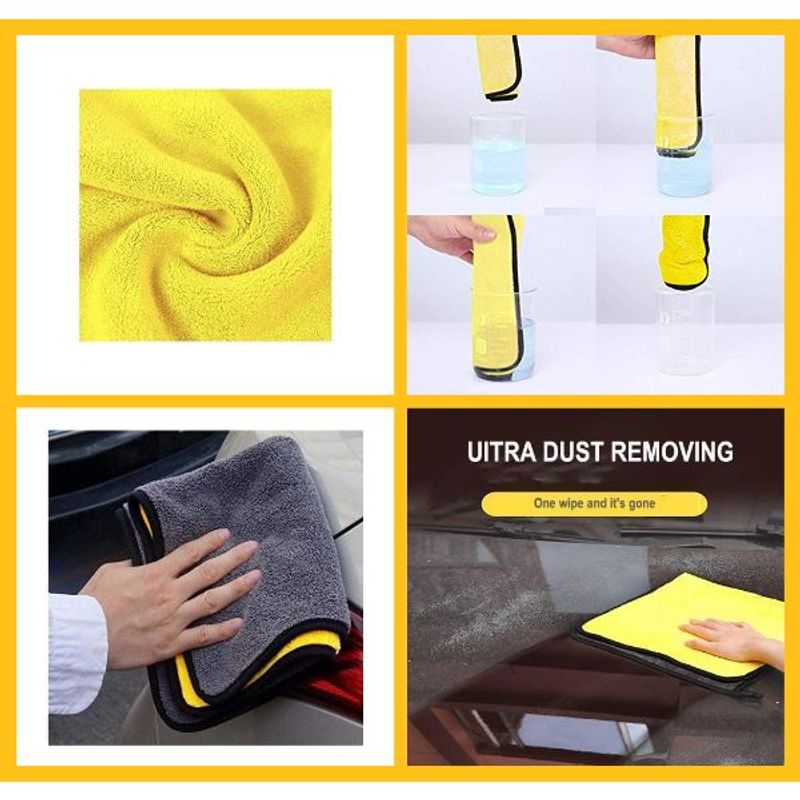 Market - Curatenie si intretinere casa - Produse bucatarie - Lavete si bureti - Set 2 Lavete Profesionale Mercaton din Microfibra, Ultra-Absorbante, Soft Fleece, 800 GSM/m2, Gri cu Galben, 30 x 60 cm - Infinity.ro