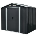 Casa si Gradina - Gradina si terasa - Casute de gradina - Casuta/magazie/sopron de gradina pentru depozitare unelte, metal, antracit, 236x174x206 cm, Strend Pro - Infinity.ro
